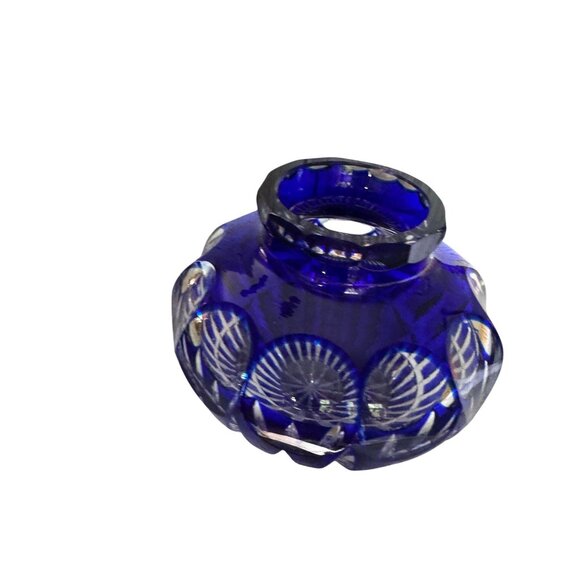 Cobalt Blue Crystal Bud Vase Intricate Cut Designs Bleikristall Wittelsbacher Ha - Picture 7 of 8